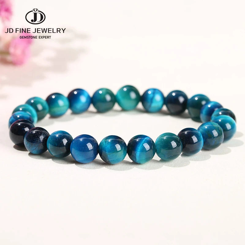 JD pierre naturelle bleu oeil de tigre Bracelets de perles femmes hommes Reiki guérison Yoga méditation bracelets porte-bonheur Pulseras bijoux cadeau