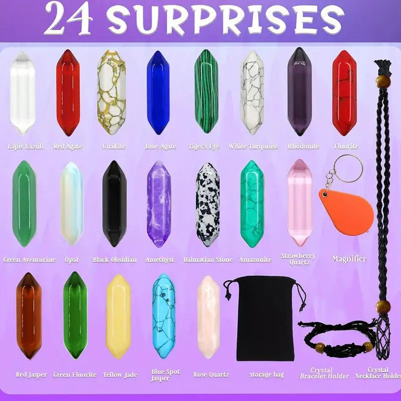 Calendrier de l'Avent en Clip avec Compte à Rebours de 24 Jours, Pierres Précieuses pour les Amoureux du Clip, Collier Citroën, 2024