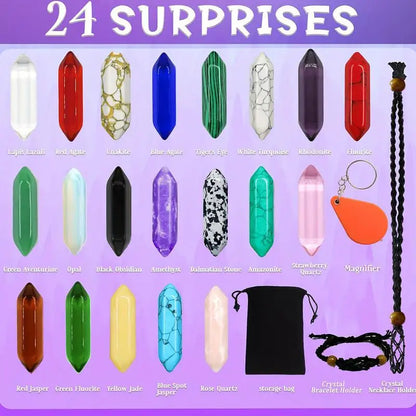 Calendrier de l'Avent en Clip avec Compte à Rebours de 24 Jours, Pierres Précieuses pour les Amoureux du Clip, Collier Citroën, 2024