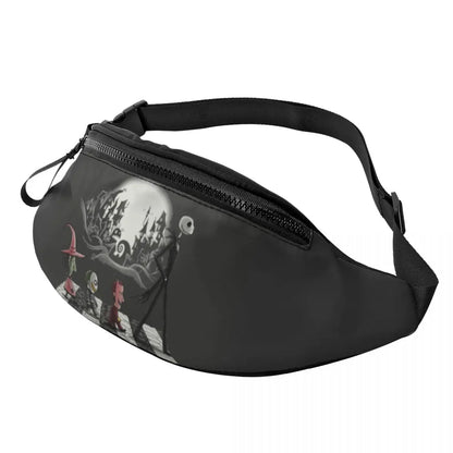 Sac Banane Personnalisé L'Étrange Noël de Monsieur Jack, Sacoche à Bandoulière pour Voyage, Randonnée, Téléphone, Poudres d'Argent
