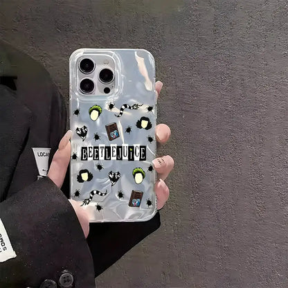 Coque de téléphone Horror B-BeetlejuiceS pour iPhone 16 15 14 13 Plus Pro Max, surface brillante colorée en satin
