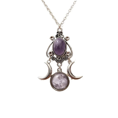 Collier pendentif Triple lune noir/rouge/violet, bijoux à la mode