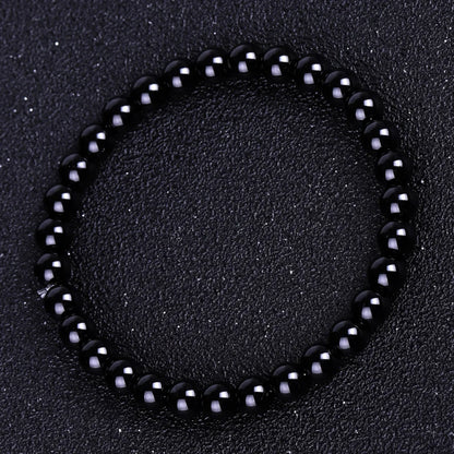 Bracelets bouddhistes tibétains en obsidienne noire pour hommes et femmes, amulette de bénédiction de prière, porte-bonheur, bijoux de médition, 4/6/8/10/12/14/16/18mm