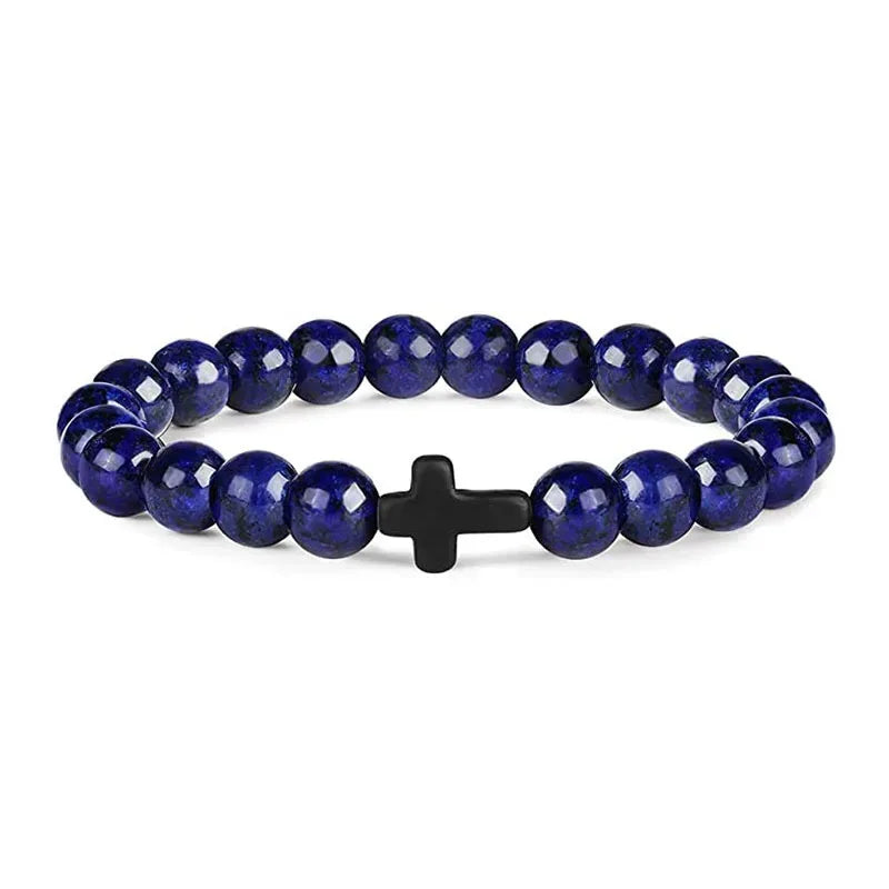 Bracelets de Prière en Pierre Naturelle pour Homme et Femme, Chapelet en Bois, Hématite, Croix, Onyx, Méditation, Yoga, Bijoux, Zones Me Pulsera