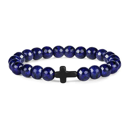 Bracelets de Prière en Pierre Naturelle pour Homme et Femme, Chapelet en Bois, Hématite, Croix, Onyx, Méditation, Yoga, Bijoux, Zones Me Pulsera