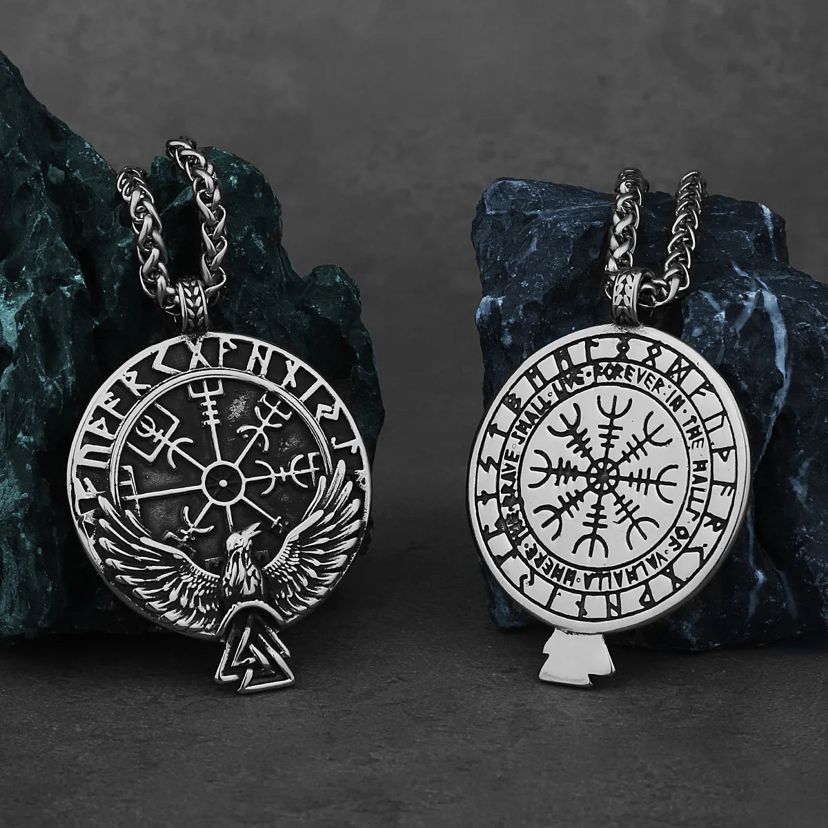 HNSP 316L acier inoxydable Viking Rune corbeau pendentif chaîne collier pour hommes bijoux accessoires