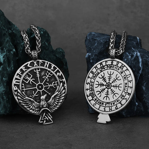 HNSP 316L acier inoxydable Viking Rune corbeau pendentif chaîne collier pour hommes bijoux accessoires