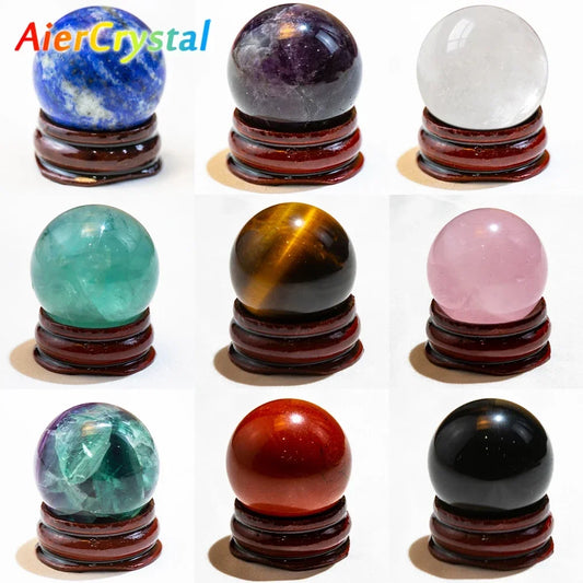 Boule de cristal naturel de 3cm, Quartz Rose, Globe poli, améthyste Lazuli, boule de massage, décoration de bureau pour la maison, boule de cristal de 30mm