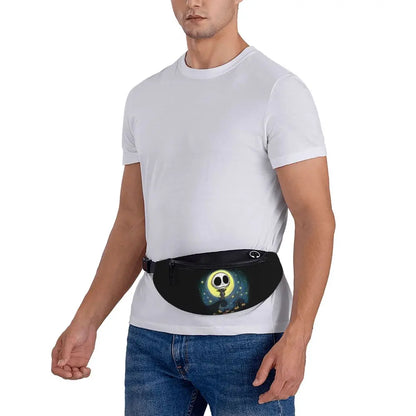 Sac Banane Personnalisé L'Étrange Noël de Monsieur Jack, Sacoche à Bandoulière pour Voyage, Randonnée, Téléphone, Poudres d'Argent