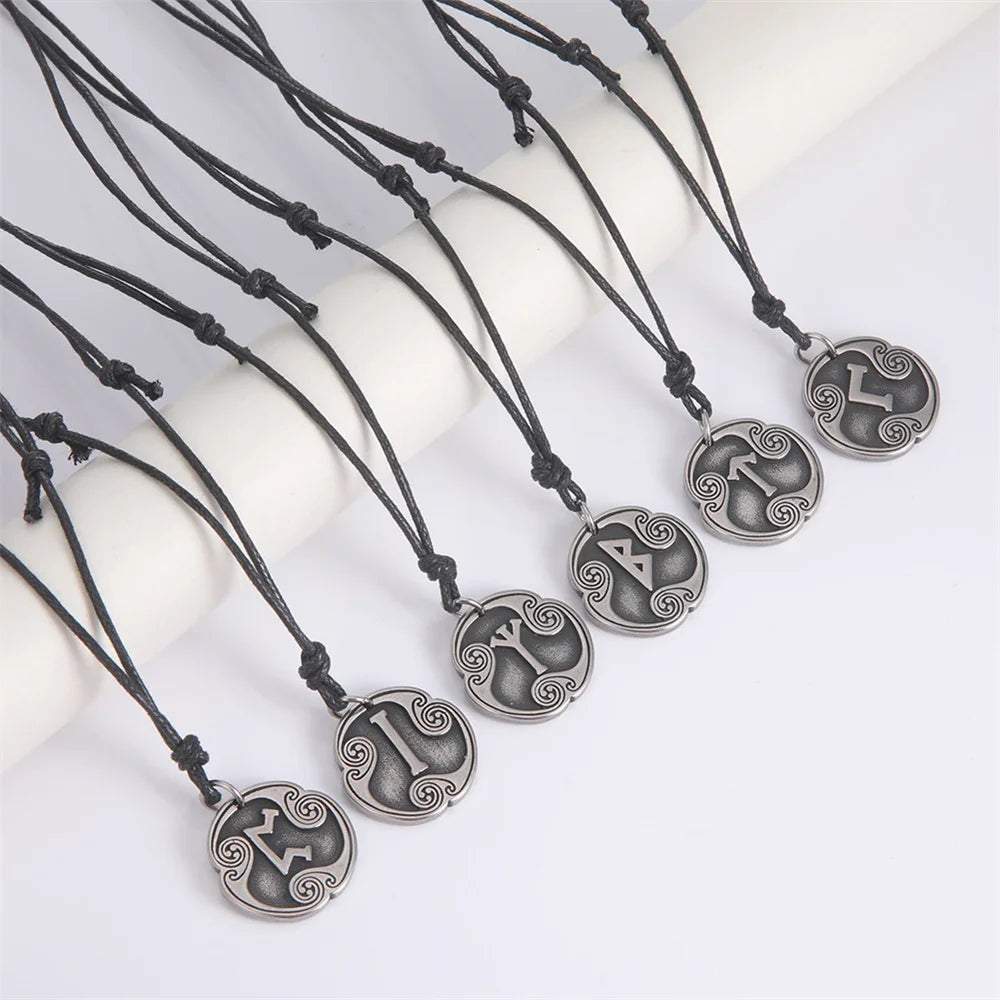 EUEAVAN rétro mystérieux Runes collier Viking bijoux corde chaîne réglable colliers en acier inoxydable pendentif amulette bijoux