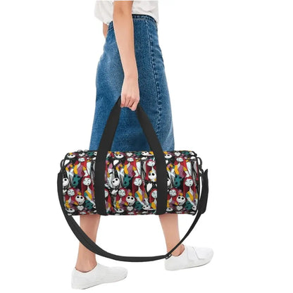 Sac fourre-tout de plage personnalisé Jack Skellington pour femmes, squelette vivant, grand compartiment, sacs de voyage pour salle de sport et plage