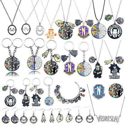 Bracelet de perles de fenêtre arc-en-ciel mercredi Addams, pendentif chose à main, bijoux gothiques pour femmes, accessoires cadeau