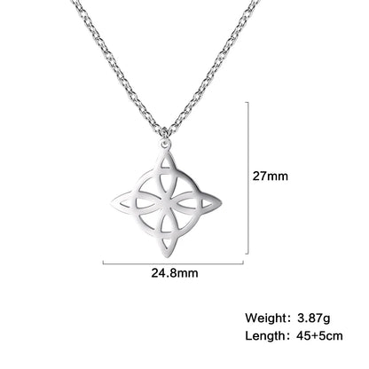 Skyrim Metatron Cube Collier pendentif noeud de sorcière Double amulette Protection Colliers en acier inoxydable Bijoux de sorcellerie vintage