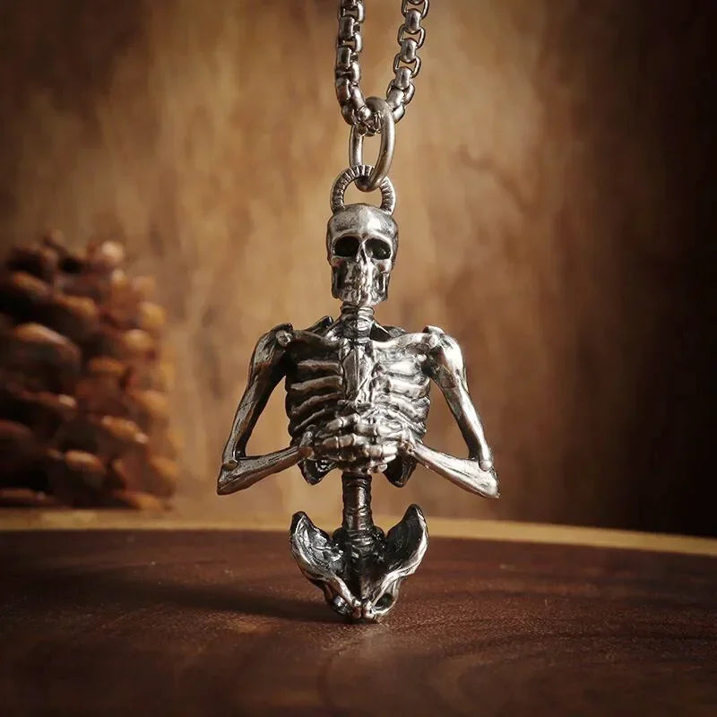 Collier pendentif tête de mort gothique Nina ifixion pour homme, punk vintage, bondage, démon, motard, rock, exorciste, bijoux, cadeau d'Halloween