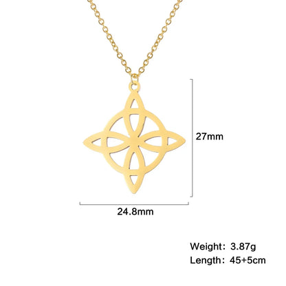 Skyrim Metatron Cube Collier pendentif noeud de sorcière Double amulette Protection Colliers en acier inoxydable Bijoux de sorcellerie vintage