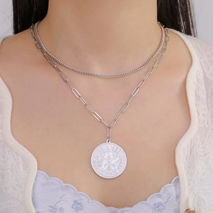 LIKGREAT-Collier pendentif pentagramme, bijoux en acier inoxydable, nom de Dieu, protection du pentacle, amulette porte-bonheur, cadeau