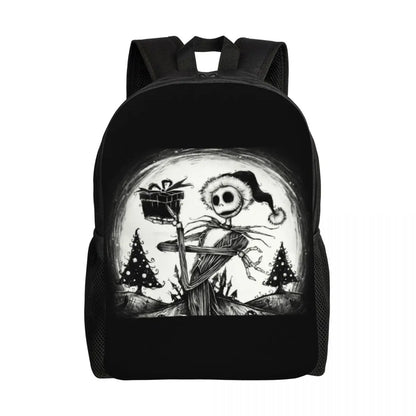 Sac à dos de voyage personnalisé citrouille King Jack Skellington souriant, sac à livres pour ordinateur d'école, le cauchemar avant noël