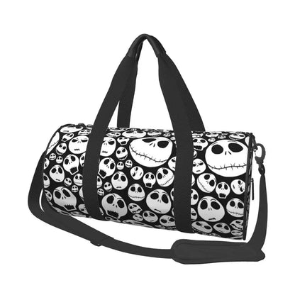 Sac fourre-tout de plage personnalisé Jack Skellington pour femmes, squelette vivant, grand compartiment, sacs de voyage pour salle de sport et plage