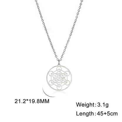 Skyrim – collier Cube d'ange sceau archange Metatron, en acier inoxydable, pour femmes et hommes, amulette de géométrie sacrée, bijoux spirituels religieux