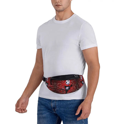 Sac Banane Personnalisé L'Étrange Noël de Monsieur Jack, Sacoche à Bandoulière pour Voyage, Randonnée, Téléphone, Poudres d'Argent