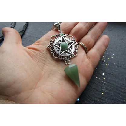 Collier de sorcière blanc, violet ou vert, collier païen, collier de sorcière, collier Wicca, bijoux Pentacle, païen, Wicca, pentagramme