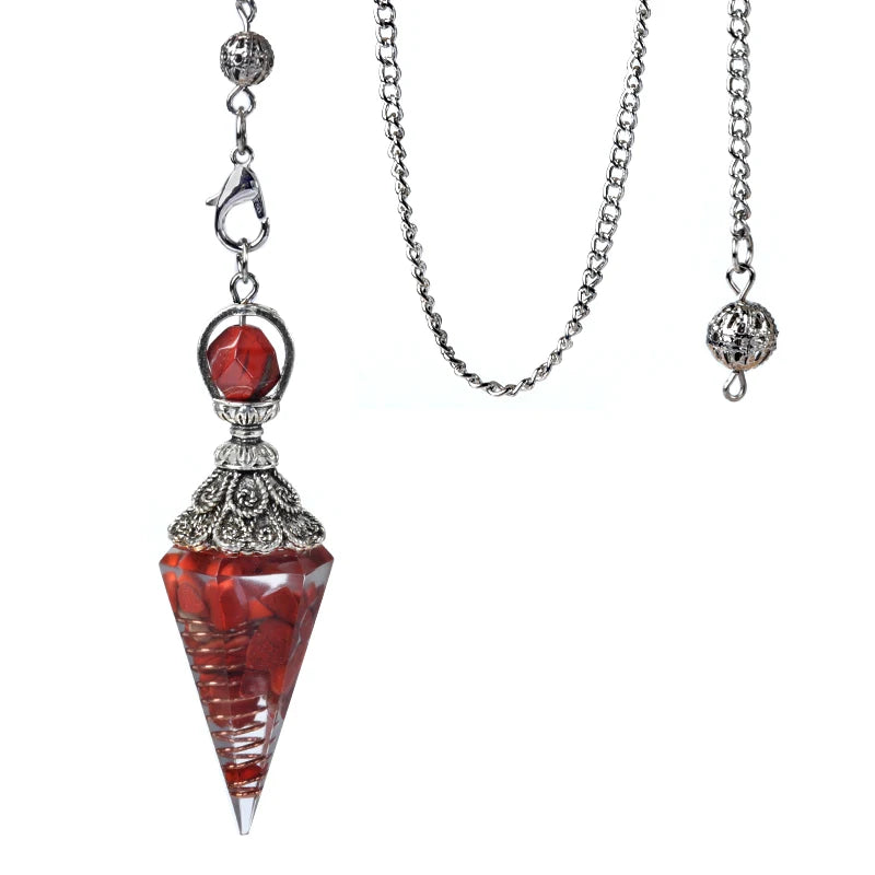Pendentif pendule esprit pierre naturelle, chaîne en treillis, énergie porte-bonheur, résine Reiki mystérieuse pour la fabrication de bijoux, accessoires colliers