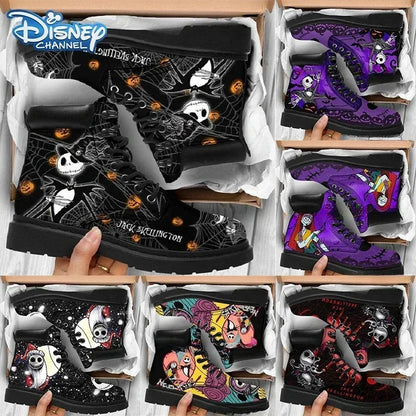 Cauchemar Brfore Noël Anime Figure Jack Skellington Sally Bottes Baskets montantes Femmes Crâne Bottes Halloween Cosplay Chaussures