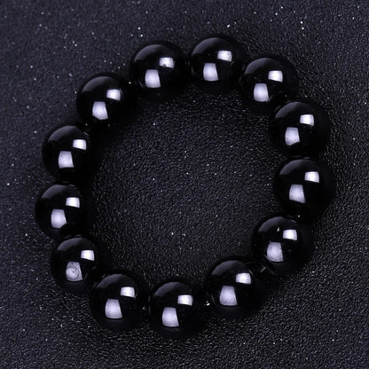 Bracelets bouddhistes tibétains en obsidienne noire pour hommes et femmes, amulette de bénédiction de prière, porte-bonheur, bijoux de médition, 4/6/8/10/12/14/16/18mm