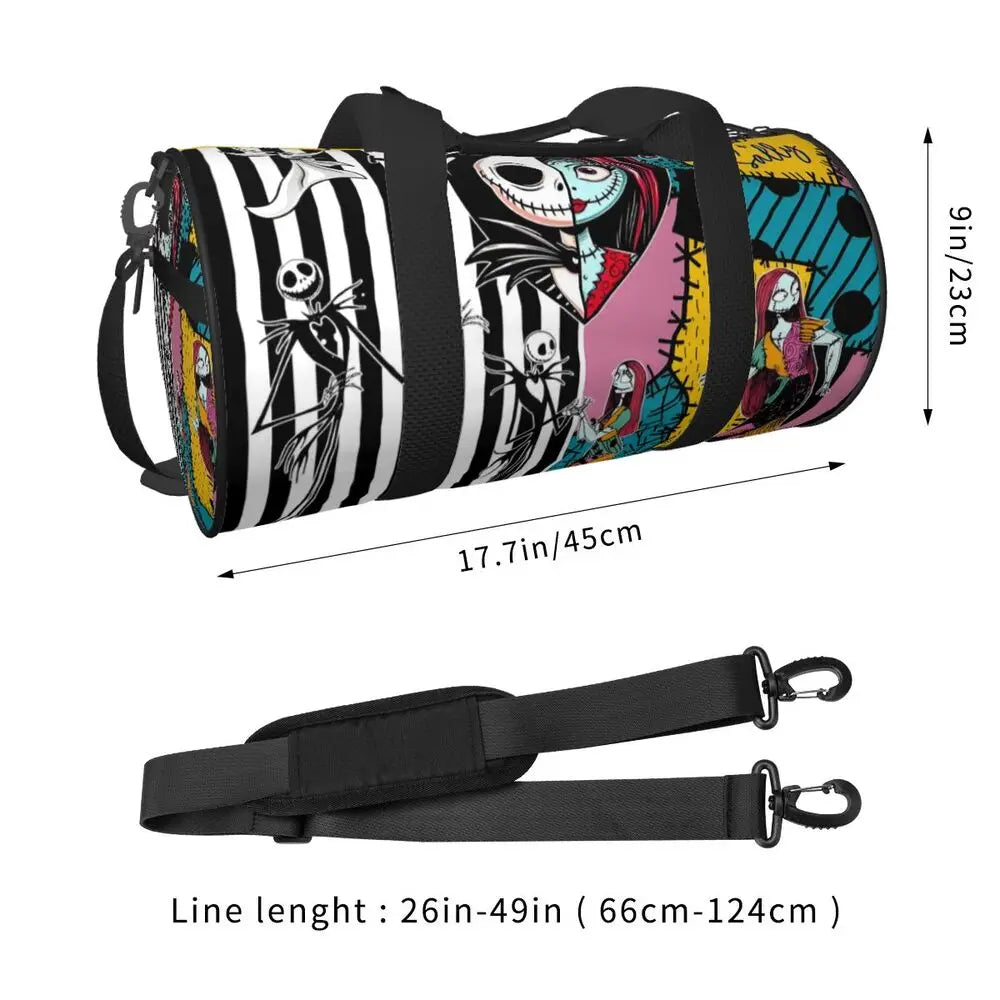 Sac fourre-tout de plage personnalisé Jack Skellington pour femmes, squelette vivant, grand compartiment, sacs de voyage pour salle de sport et plage