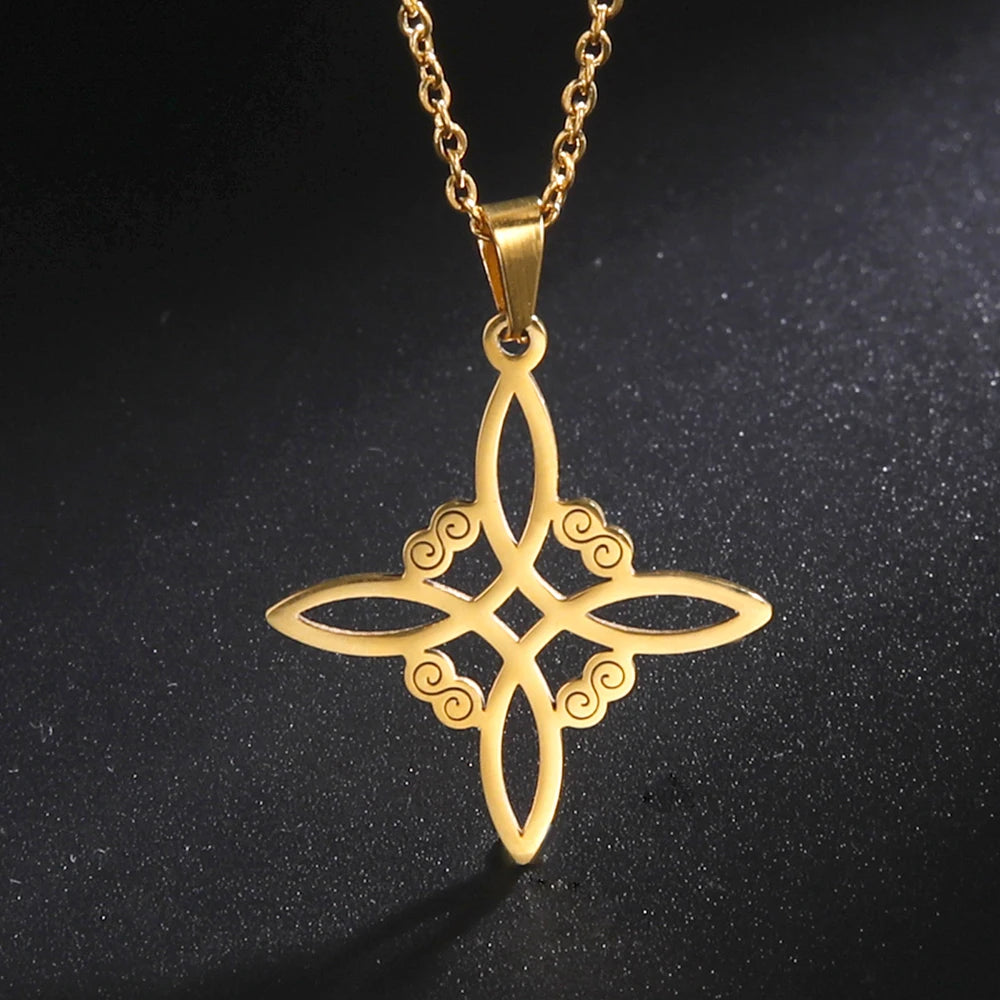 Dawapara-Collier à Nministériels d de Sorcière en Acier Inoxydable pour Femme, Amulette de Protection, Bijoux Wiccan