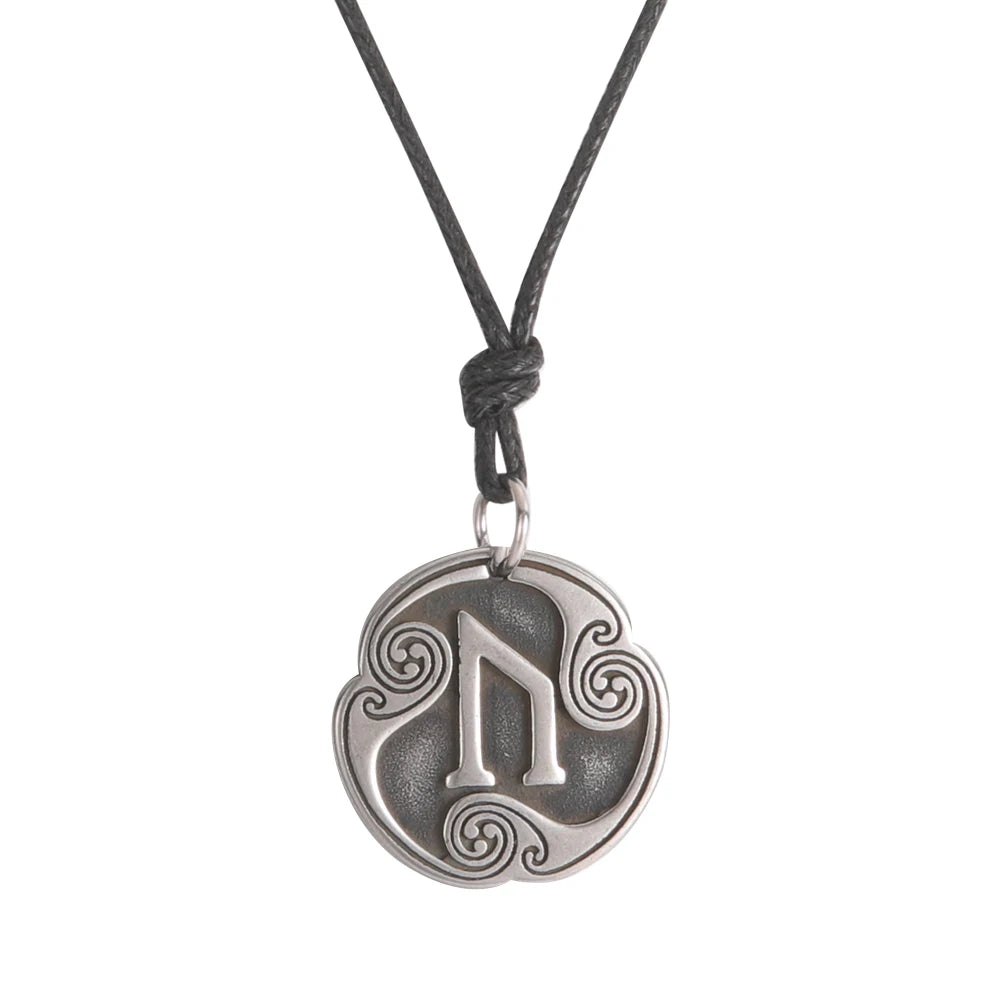 EUEAVAN rétro mystérieux Runes collier Viking bijoux corde chaîne réglable colliers en acier inoxydable pendentif amulette bijoux