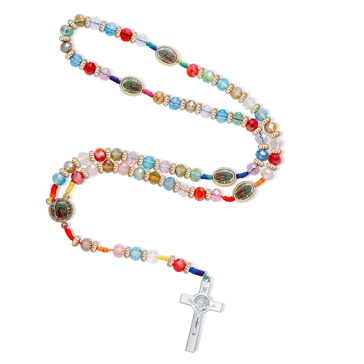 Collier de la vierge marie mexicaine, pendentif croix Crucifix, pendentif en bois, médaille de Saint benoît de Guadalupe, breloque de bénédiction, bijoux catholiques