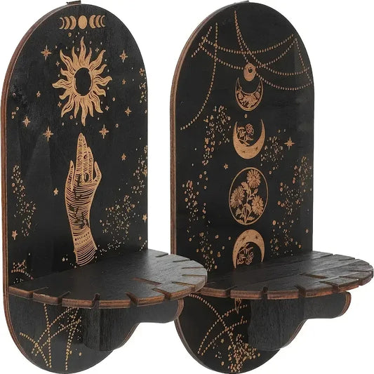 Présentoir mural en cristal, support en bois, base flottante, étagères décoratives, style bohème, présentoir, 1 pièce