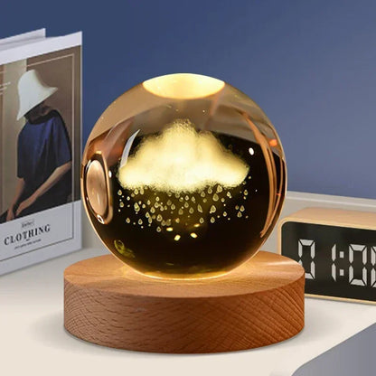 Décoration artisanale en verre 3D, 12 Constellations, boule de cristal gravée au Laser, système solaire d'anniversaire, cadeau, Base en bois, décor de bureau pour la maison