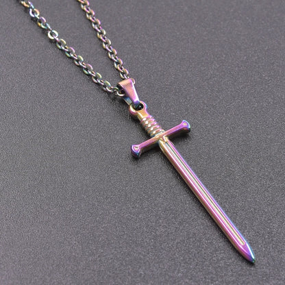 Pendentifs épée, chaîne de cou, bijoux en acier inoxydable, collier pour femmes/hommes, breloque gothique, accessoires Steam Punk, ras de cou