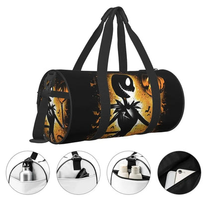 Sac fourre-tout de plage personnalisé Jack Skellington pour femmes, squelette vivant, grand compartiment, sacs de voyage pour salle de sport et plage