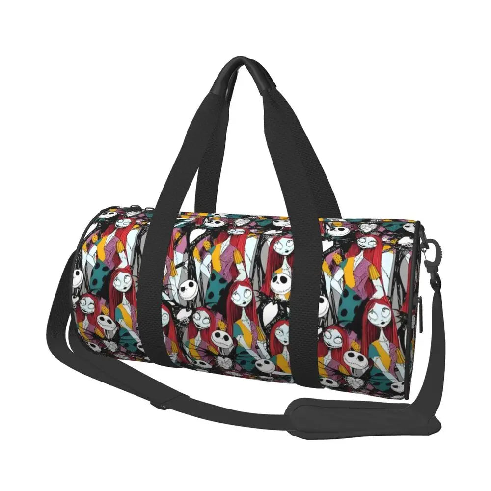 Sac fourre-tout de plage personnalisé Jack Skellington pour femmes, squelette vivant, grand compartiment, sacs de voyage pour salle de sport et plage