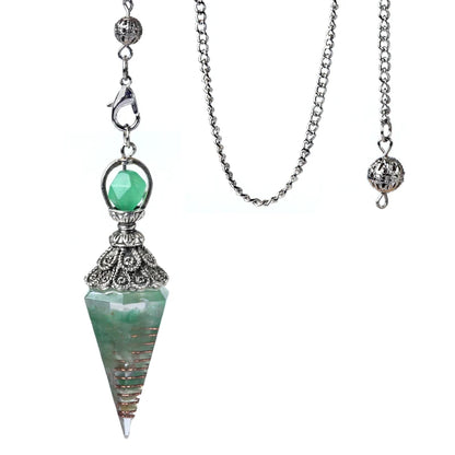 Pendentif pendule esprit pierre naturelle, chaîne en treillis, énergie porte-bonheur, résine Reiki mystérieuse pour la fabrication de bijoux, accessoires colliers