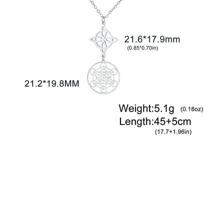 Skyrim Metatron Cube Collier pendentif noeud de sorcière Double amulette Protection Colliers en acier inoxydable Bijoux de sorcellerie vintage