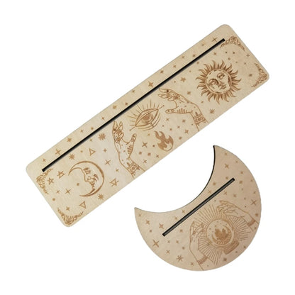 Présentoir de Cartes de Tarot en Bois, Support de Sorcière, Fournitures d'Outils de Décoration, Impression de Lune, Rangement de Cartes, Organiser T1, 2 Pièces/Ensemble