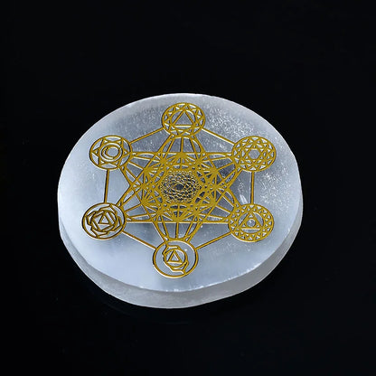 Plaque circulaire en sélénite naturelle, cristal de guérison, charge de Chakras minérales, dalle de gypse, spécimen de minéraux, décoration de maison, cadeau, 1 pièce