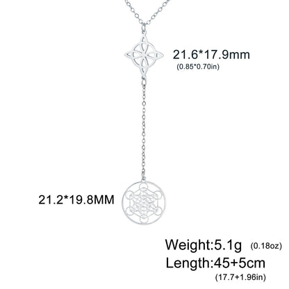 Skyrim Metatron Cube Collier pendentif noeud de sorcière Double amulette Protection Colliers en acier inoxydable Bijoux de sorcellerie vintage