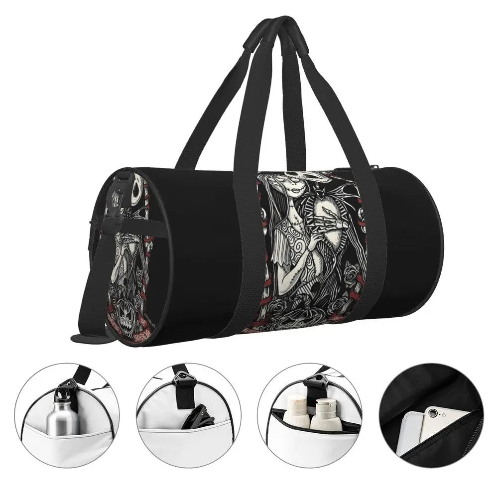 Sac fourre-tout de plage personnalisé Jack Skellington pour femmes, squelette vivant, grand compartiment, sacs de voyage pour salle de sport et plage