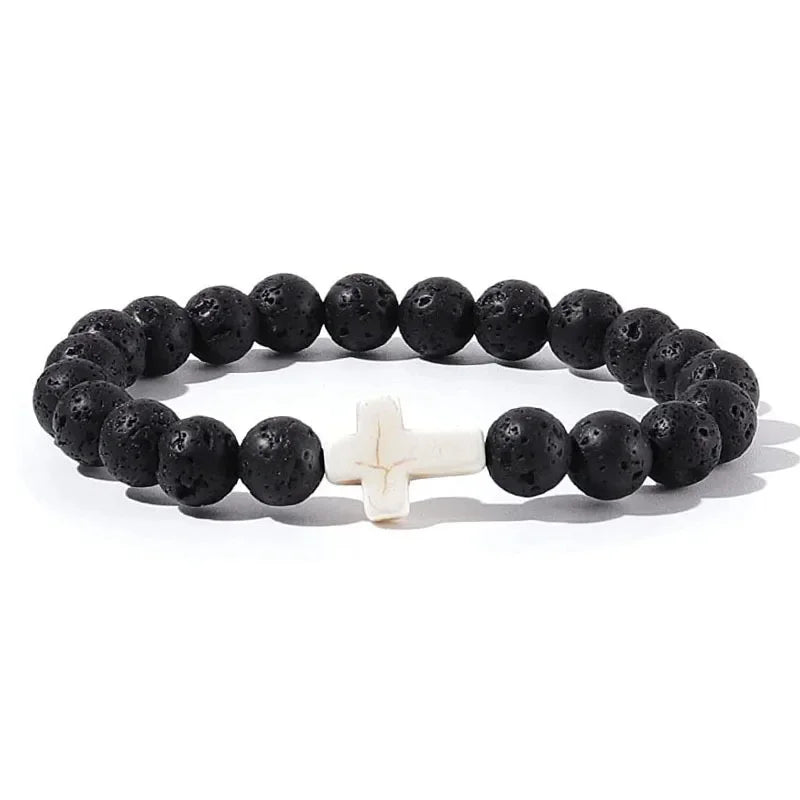 Bracelets de Prière en Pierre Naturelle pour Homme et Femme, Chapelet en Bois, Hématite, Croix, Onyx, Méditation, Yoga, Bijoux, Zones Me Pulsera