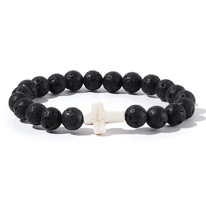 Bracelets de Prière en Pierre Naturelle pour Homme et Femme, Chapelet en Bois, Hématite, Croix, Onyx, Méditation, Yoga, Bijoux, Zones Me Pulsera