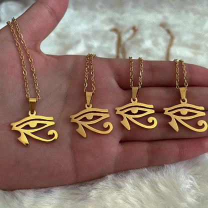 Collier en acier inoxydable avec symbole de l'egypte ancienne, Vintage, pharaon égyptien, pendentif œil d'horus, bijoux à la mode pour femmes