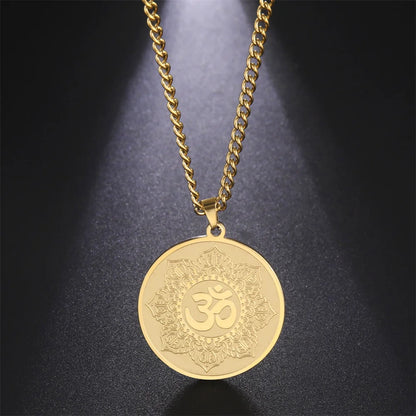 EUEAVAN Yoga Lotus Ohm symbole pendentif collier hindou bouddhiste chaîne en acier inoxydable méditation spirituelle religieux bijoux cadeaux