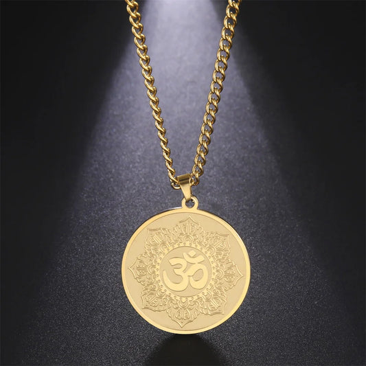 EUEAVAN Yoga Lotus Ohm symbole pendentif collier hindou bouddhiste chaîne en acier inoxydable méditation spirituelle religieux bijoux cadeaux