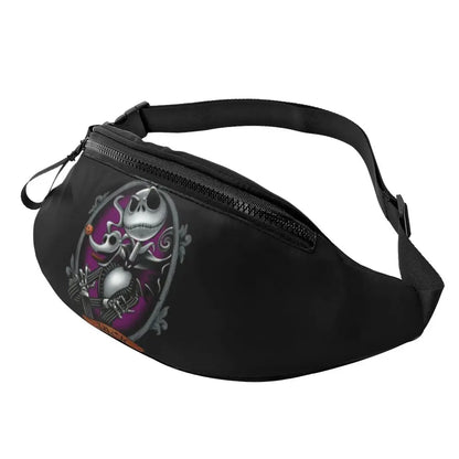 Sac Banane Personnalisé L'Étrange Noël de Monsieur Jack, Sacoche à Bandoulière pour Voyage, Randonnée, Téléphone, Poudres d'Argent