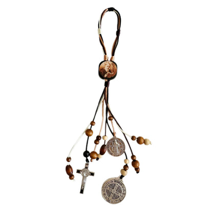 1 pièce Medalla De San Benito, Escapularios perles en bois chapelet médailles De Saint benoît pour porte avec Crucifix croix du Saint benoît